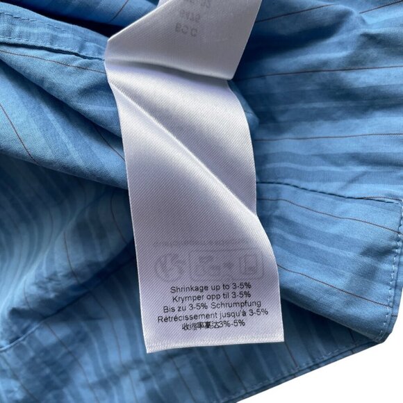 Ganni Re-Cut Striped Cotton V-Neck Midi Dress Blue Puff Sleeve - Picture 11 of 13